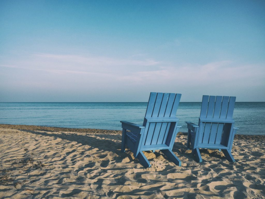 Beach Chairs Facing Ocean