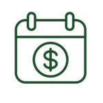 Graphic of a calendar with a dollar sign in green and white