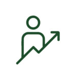 Graphic of a person with an upward facing arrow in green and white