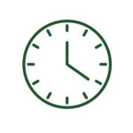 Graphic of a clock in green and white